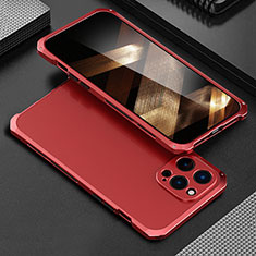 Custodia Lusso Alluminio Cover 360 Gradi per Apple iPhone 15 Pro Max Rosso