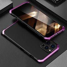 Custodia Lusso Alluminio Cover 360 Gradi per Apple iPhone 15 Pro Max Viola