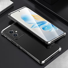 Custodia Lusso Alluminio Cover 360 Gradi per Huawei Honor 100 5G Argento e Nero
