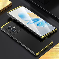 Custodia Lusso Alluminio Cover 360 Gradi per Huawei Honor 100 5G Oro e Nero