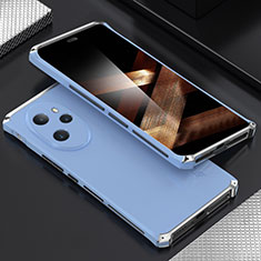 Custodia Lusso Alluminio Cover 360 Gradi per Huawei Honor 100 Pro 5G Argento e Blu