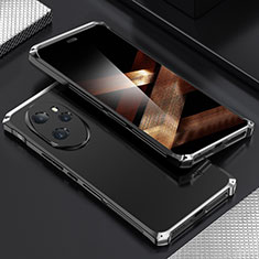 Custodia Lusso Alluminio Cover 360 Gradi per Huawei Honor 100 Pro 5G Argento e Nero