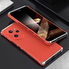Custodia Lusso Alluminio Cover 360 Gradi per Huawei Honor 100 Pro 5G Argento e Rosso