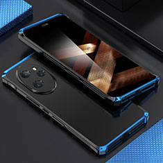 Custodia Lusso Alluminio Cover 360 Gradi per Huawei Honor 100 Pro 5G Blu e Nero