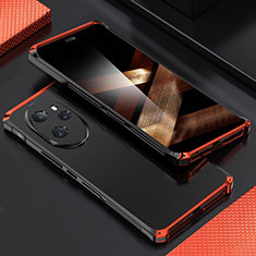 Custodia Lusso Alluminio Cover 360 Gradi per Huawei Honor 100 Pro 5G Rosso e Nero