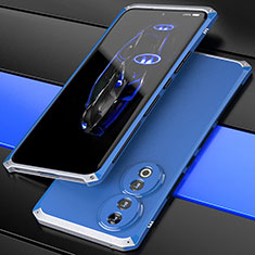 Custodia Lusso Alluminio Cover 360 Gradi per Huawei Honor 90 5G Argento e Blu