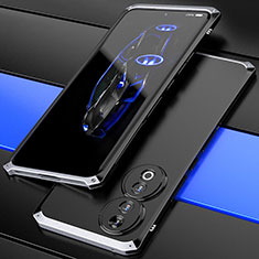 Custodia Lusso Alluminio Cover 360 Gradi per Huawei Honor 90 5G Argento e Nero