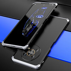 Custodia Lusso Alluminio Cover 360 Gradi per Huawei Honor Magic4 Lite 5G Argento e Nero