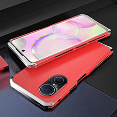 Custodia Lusso Alluminio Cover 360 Gradi per Huawei Nova 9 SE Argento e Rosso