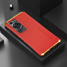 Custodia Lusso Alluminio Cover 360 Gradi per Huawei P60 Oro e Rosso