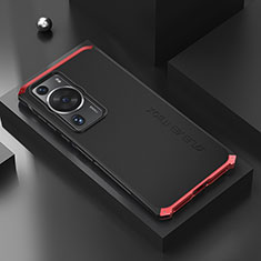 Custodia Lusso Alluminio Cover 360 Gradi per Huawei P60 Pro Rosso e Nero