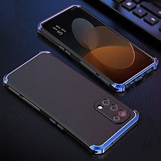 Custodia Lusso Alluminio Cover 360 Gradi per Oppo Find X3 Lite 5G Blu e Nero