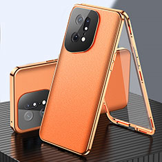 Custodia Lusso Alluminio Cover 360 Gradi per Oppo Find X5 5G Arancione