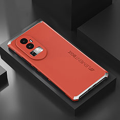 Custodia Lusso Alluminio Cover 360 Gradi per Oppo Reno10 Pro+ Plus 5G Argento e Rosso