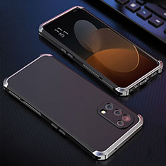 Custodia Lusso Alluminio Cover 360 Gradi per Oppo Reno5 5G Argento e Nero