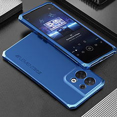 Custodia Lusso Alluminio Cover 360 Gradi per Oppo Reno8 5G Blu