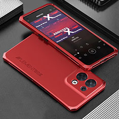 Custodia Lusso Alluminio Cover 360 Gradi per Oppo Reno9 Pro 5G Rosso