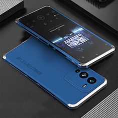 Custodia Lusso Alluminio Cover 360 Gradi per Vivo V25 Pro 5G Argento e Blu