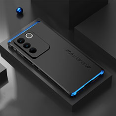 Custodia Lusso Alluminio Cover 360 Gradi per Vivo V27 Pro 5G Blu e Nero