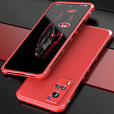 Custodia Lusso Alluminio Cover 360 Gradi per Vivo X60 5G Rosso