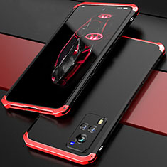 Custodia Lusso Alluminio Cover 360 Gradi per Vivo X60 5G Rosso e Nero