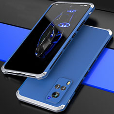 Custodia Lusso Alluminio Cover 360 Gradi per Vivo X60T 5G Argento e Blu
