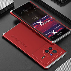 Custodia Lusso Alluminio Cover 360 Gradi per Vivo X80 Pro 5G Argento e Rosso