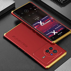 Custodia Lusso Alluminio Cover 360 Gradi per Vivo X80 Pro 5G Oro e Rosso