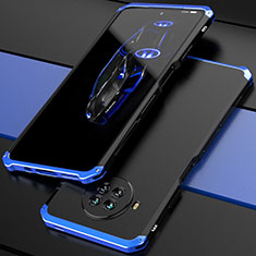 Custodia Lusso Alluminio Cover 360 Gradi per Xiaomi Mi 10i 5G Blu e Nero