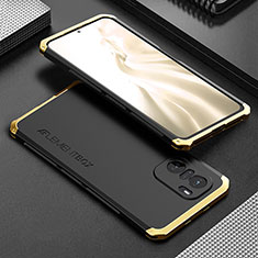Custodia Lusso Alluminio Cover 360 Gradi per Xiaomi Mi 11i 5G Oro e Nero