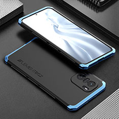 Custodia Lusso Alluminio Cover 360 Gradi per Xiaomi Mi 11X 5G Blu e Nero