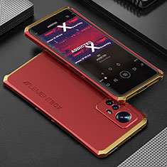 Custodia Lusso Alluminio Cover 360 Gradi per Xiaomi Mi 12 Pro 5G Oro e Rosso
