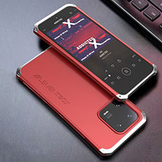 Custodia Lusso Alluminio Cover 360 Gradi per Xiaomi Mi 13 5G Argento e Rosso