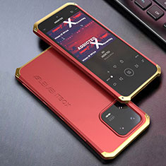 Custodia Lusso Alluminio Cover 360 Gradi per Xiaomi Mi 13 5G Oro e Rosso