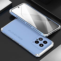 Custodia Lusso Alluminio Cover 360 Gradi per Xiaomi Mi 14 5G Argento e Blu
