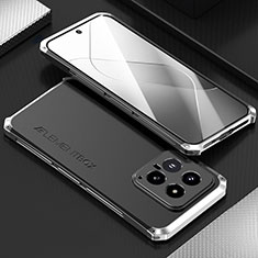 Custodia Lusso Alluminio Cover 360 Gradi per Xiaomi Mi 14 5G Argento e Nero