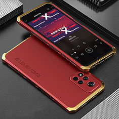 Custodia Lusso Alluminio Cover 360 Gradi per Xiaomi Poco X4 NFC Oro e Rosso