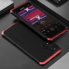 Custodia Lusso Alluminio Cover 360 Gradi per Xiaomi Poco X4 NFC Rosso e Nero