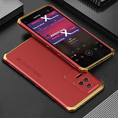 Custodia Lusso Alluminio Cover 360 Gradi per Xiaomi Redmi K50 5G Oro e Rosso