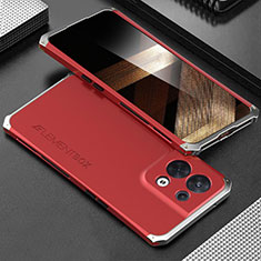 Custodia Lusso Alluminio Cover 360 Gradi per Xiaomi Redmi Note 13 5G Argento e Rosso