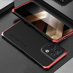 Custodia Lusso Alluminio Cover 360 Gradi per Xiaomi Redmi Note 13 5G Rosso e Nero