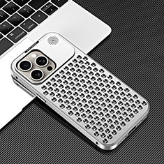 Custodia Lusso Alluminio Cover 360 Gradi QC3 per Apple iPhone 14 Pro Max Argento