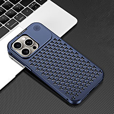 Custodia Lusso Alluminio Cover 360 Gradi QC3 per Apple iPhone 15 Pro Blu