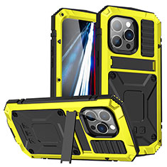 Custodia Lusso Alluminio Cover 360 Gradi RJ1 per Apple iPhone 13 Pro Max Giallo