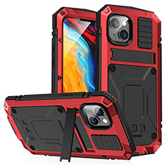 Custodia Lusso Alluminio Cover 360 Gradi RJ1 per Apple iPhone 13 Rosso