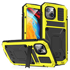 Custodia Lusso Alluminio Cover 360 Gradi RJ1 per Apple iPhone 14 Giallo