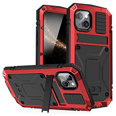 Custodia Lusso Alluminio Cover 360 Gradi RJ1 per Apple iPhone 15 Plus Rosso