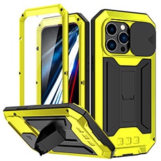 Custodia Lusso Alluminio Cover 360 Gradi RJ2 per Apple iPhone 13 Pro Max Giallo