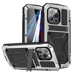 Custodia Lusso Alluminio Cover 360 Gradi RJ2 per Apple iPhone 14 Pro Argento