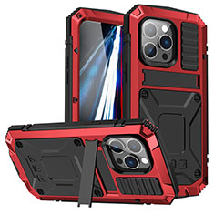 Custodia Lusso Alluminio Cover 360 Gradi RJ2 per Apple iPhone 14 Pro Rosso